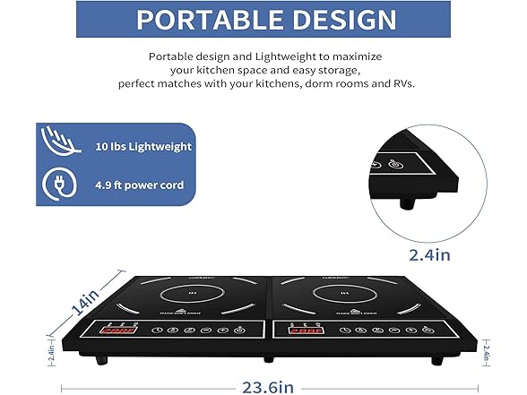 Portable 1800W Double Induction Cooktop