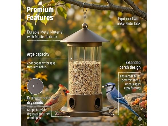 MrCrafts Metal Bird Feeder Hanging Iron