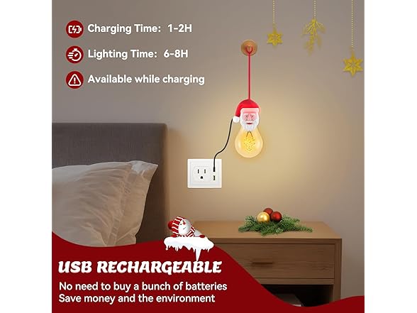 Christmas Light Bulbs, 2 Pack- Santa and Snowman