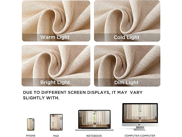 Joydeco Linen Curtains 96" Long 2 Panels