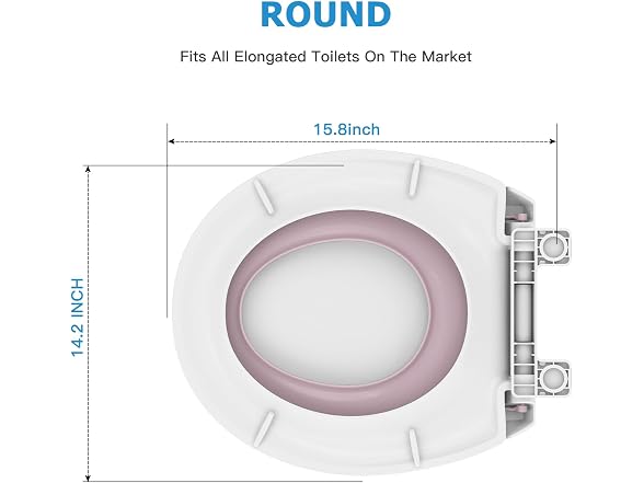 Takywep Toilet Seat White w Pink Flat Toilet- Round