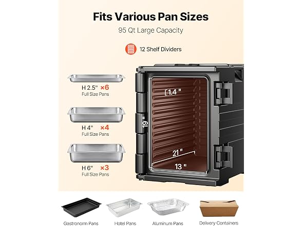 VEVOR Insulated Food Pan Carrier, 82 Qt