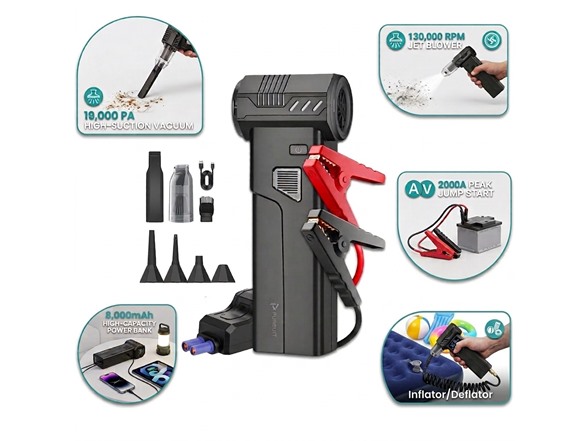 Pursuit R55 5-in-1 Jump Starter, Vac, Power Bank, Inflator