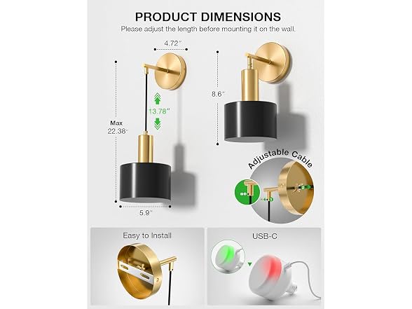 Ownprit Rechargeable Wall Sconces Set