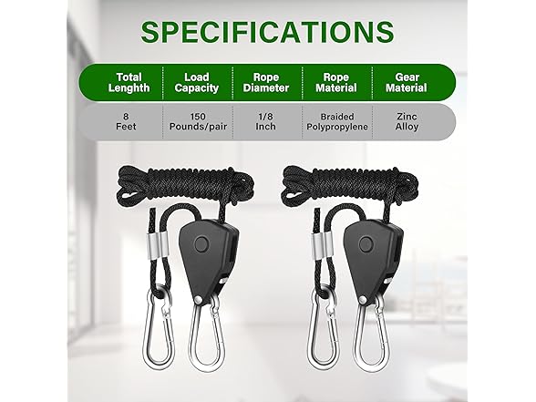 2pk Rope Hangers 150lbs 8ft