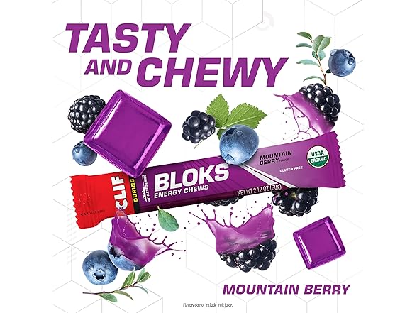 18CT CLIF BLOKS - Mountain Berry Flavor - Energy Chews