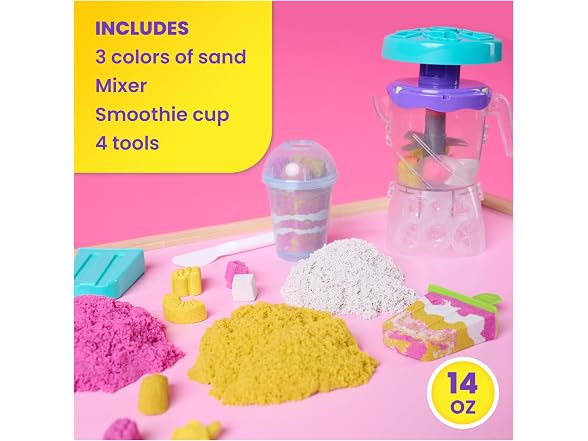 Kinetic Sand, Smoothie Mixer Playset with 14 oz Play Sand
