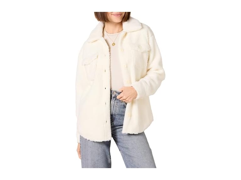 Amazon Essentials Women's Oversized Teddy Sherpa Shirt Jacket (Previously Goodthreads), Cream, X-Small