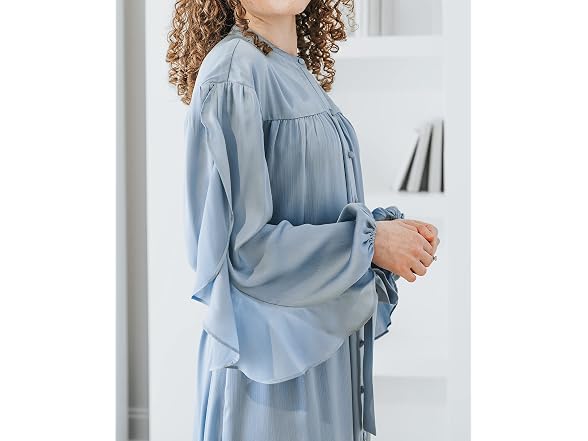 The Drop Blue Fog Ruffle Sleeve Maxi