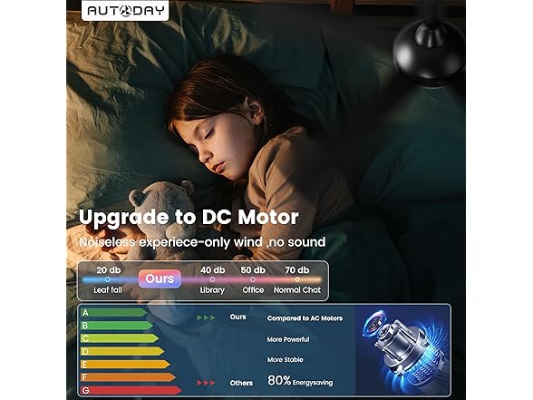 Autoday Ceiling Fan with Light | 52in