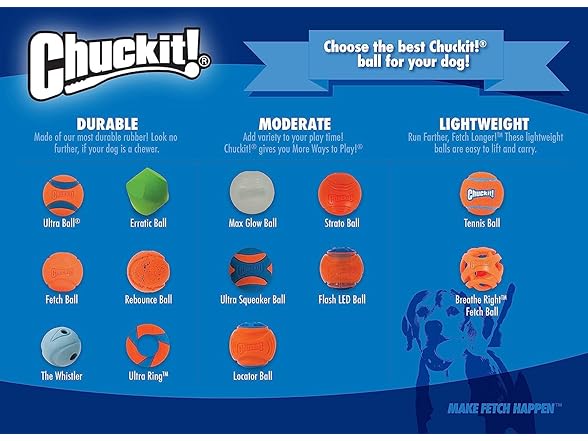 Chuckit! High-Bounce Rubber Fetch Ball, Large 3"