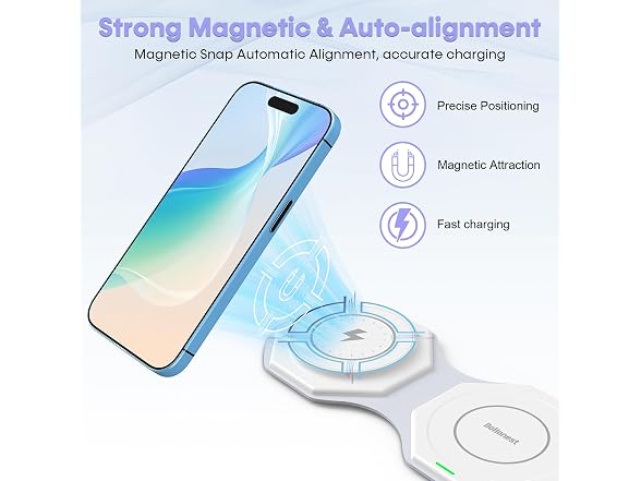 (2 PACK) 3-in-1 15W Travel Wireless Charger