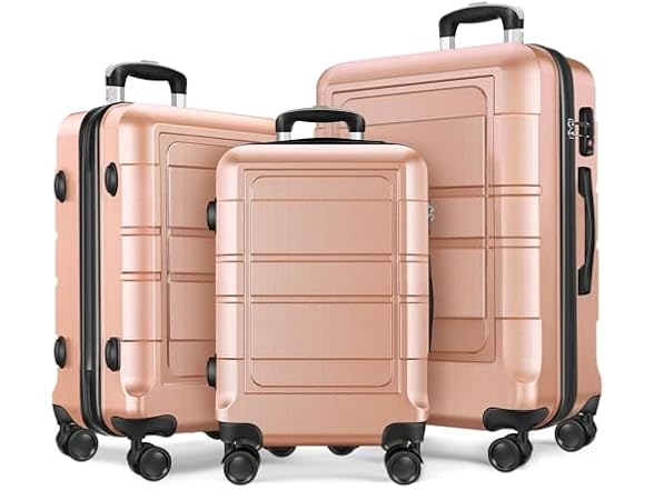 Axidou Spinner Luggage Set (20", 24", 28"), PC+ABS Shelled