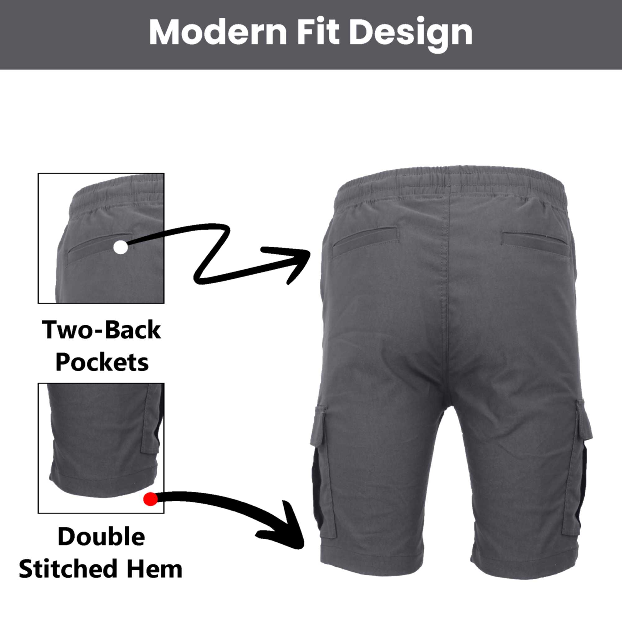 3Pk Mens Super Stretch Cargo Shorts - Gallery 22