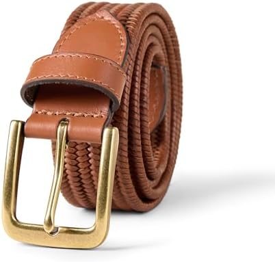 Amazon Essentials Men's Tubular Stretch Weave Belt, Tan, 34