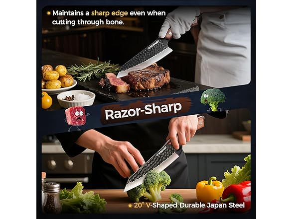 BOMASS Japanese Santoku Knife 7.1 Inch