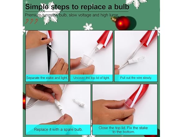 10" Candy Cane Pathway Lights 10 Pack