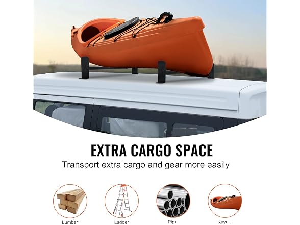 Van Roof Ladder Rack, 2 Bars Alloy Steel Roof