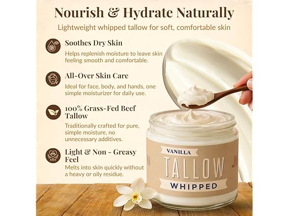 Lady May Whipped Tallow Face Cream Vanilla 9oz