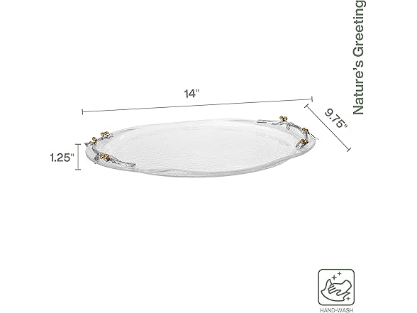 Fitz and Floyd Nature's Greeting Glass Serve Decorative Tray