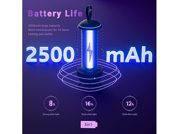 Cordless Bug Zapper, 2500mAh