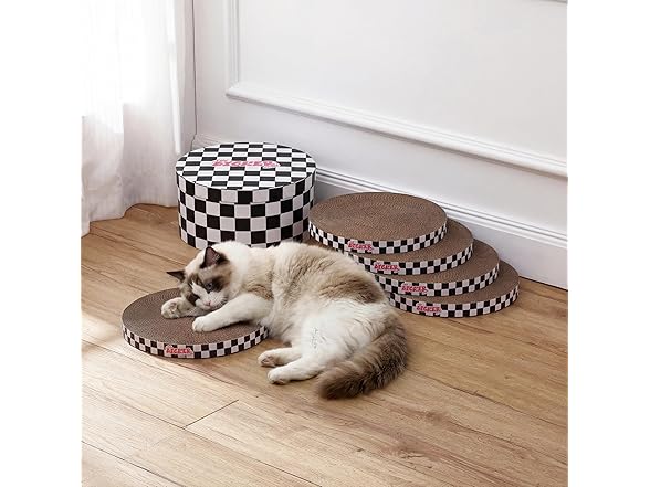 Kate 12 Inch Cardboard Cat Scratcher Pads, Black/White
