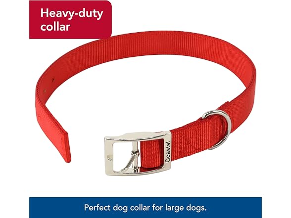 Coastal Pet - Double-Ply Dog Collar, Red, 1" x 24"