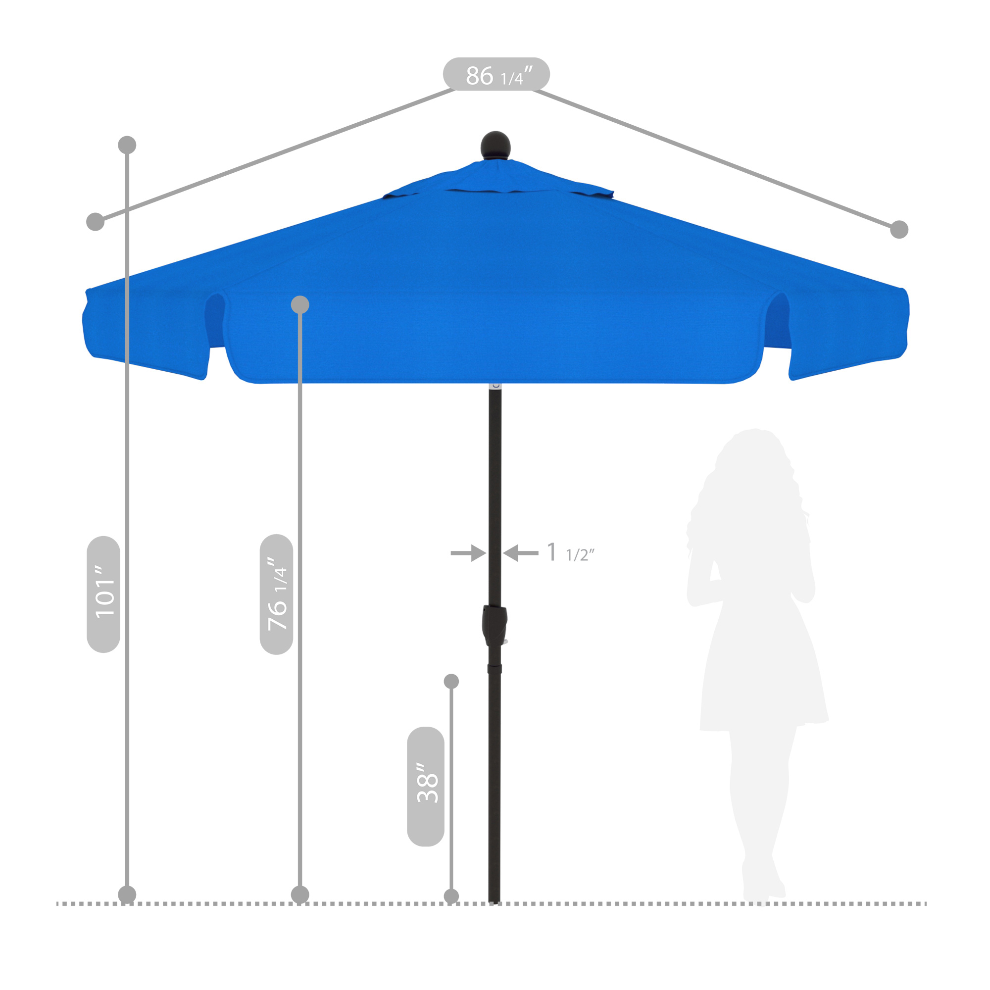 Astella 7.5' Rd Tiliting Aluminum Patio Umbrella - Gallery 18