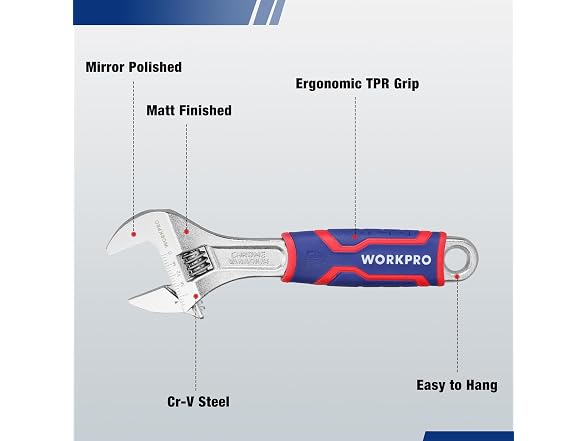 WORKPRO 3-piece Adjustable Wrench Set, 6&8&10