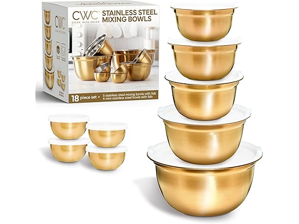 COOK WITH COLOR 18Pc Mixing Bowl Set