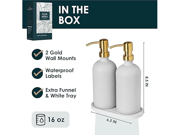 Mega Handles Glass Soap Dispenser Set