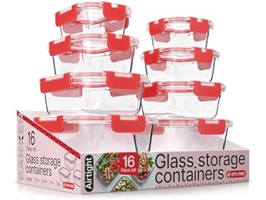 $23.99, Was $34.99, 31% Off! Borosilicate Glass Food Containers with Lids 16 Pc dealfomo