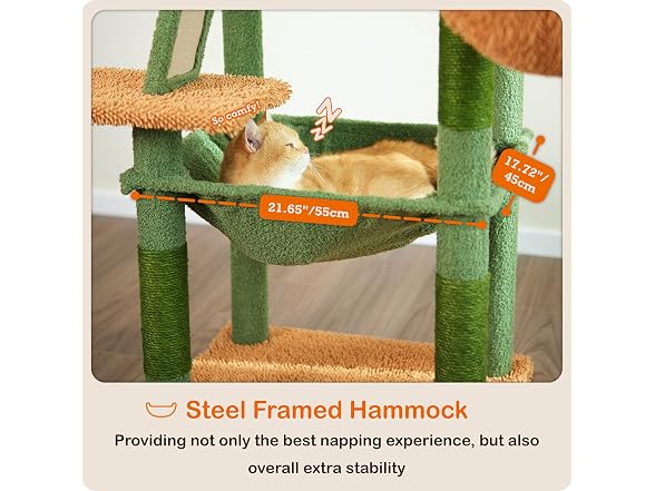 Ouritsu Cat Tree, 56" Tall Cat Tower, Green