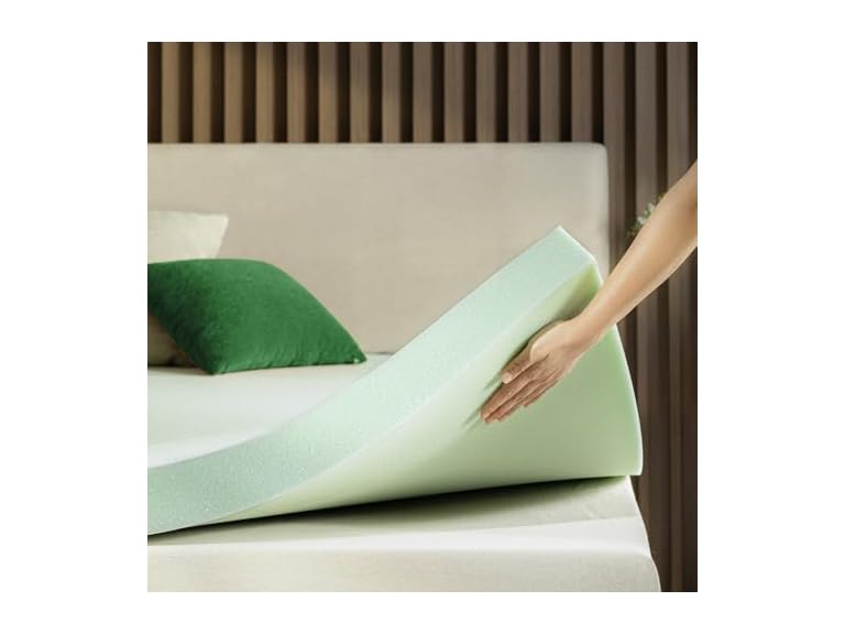 ZINUS 4 Inch Green Tea Memory Foam Mattress Topper