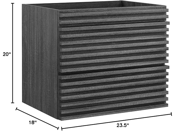 24 in. Render WALL-Mount Bathroom Vanity Cabinet, Charcoal