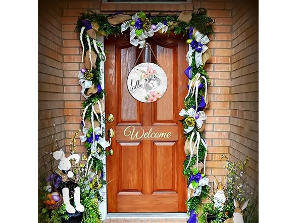 ENCHAN Easter Door Sign Decor Spring