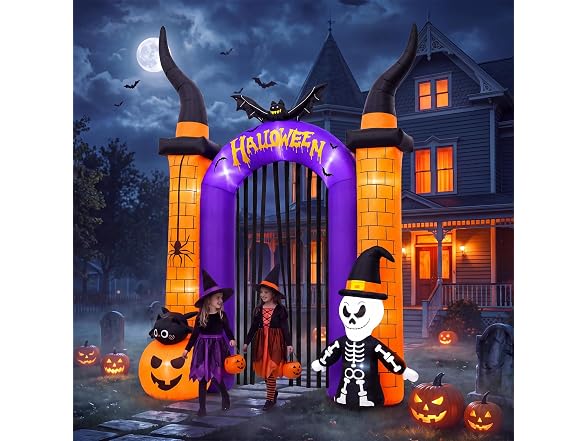 10.8FT Halloween Inflatable Arch Skull