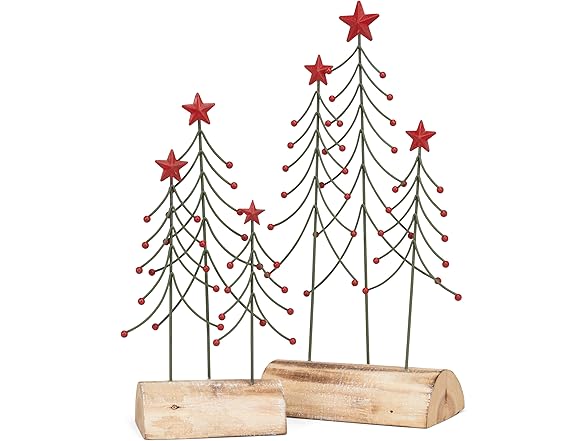 Abbott Collection 12" Wire Trees on Log Base Decorative Figurine