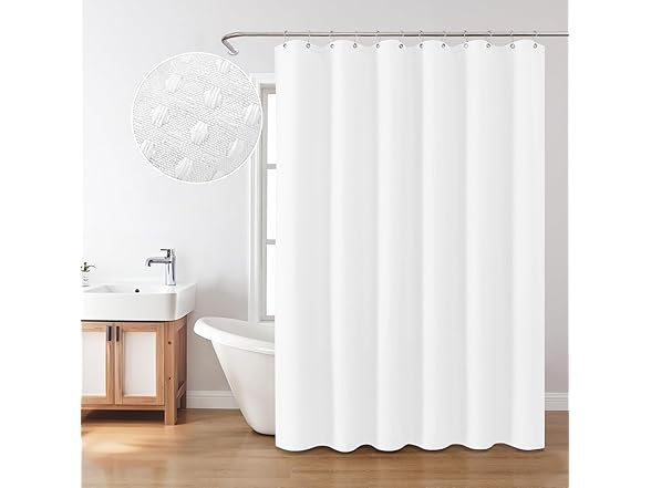 Inhousolu Fabric Shower Curtain Waffle Weave