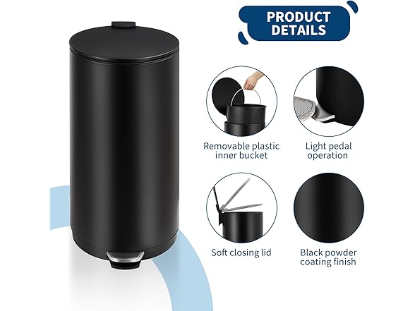 Towallmark 8 Gallon/30L Round Trash Can with Lid
