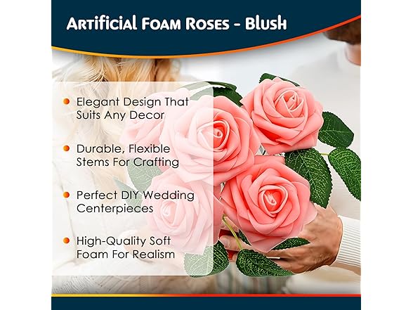 RCZ Décor Artificial Foam Roses 50Pk