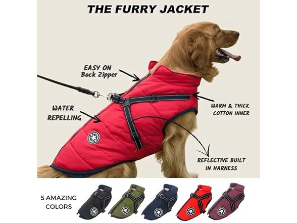 Puproyal Furry Jacket for Dogs Cold Weather Large