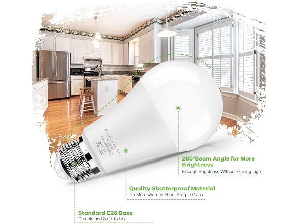 Brightever LED Light Bulbs 100W Equivalent 1500 Lumens, 12PK
