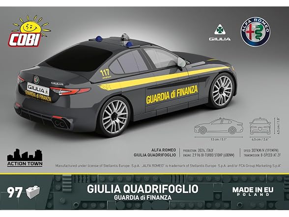 COBI Alfa Romeo Giulia Quadrifoglio Guardia di Finanza, 97 Pieces