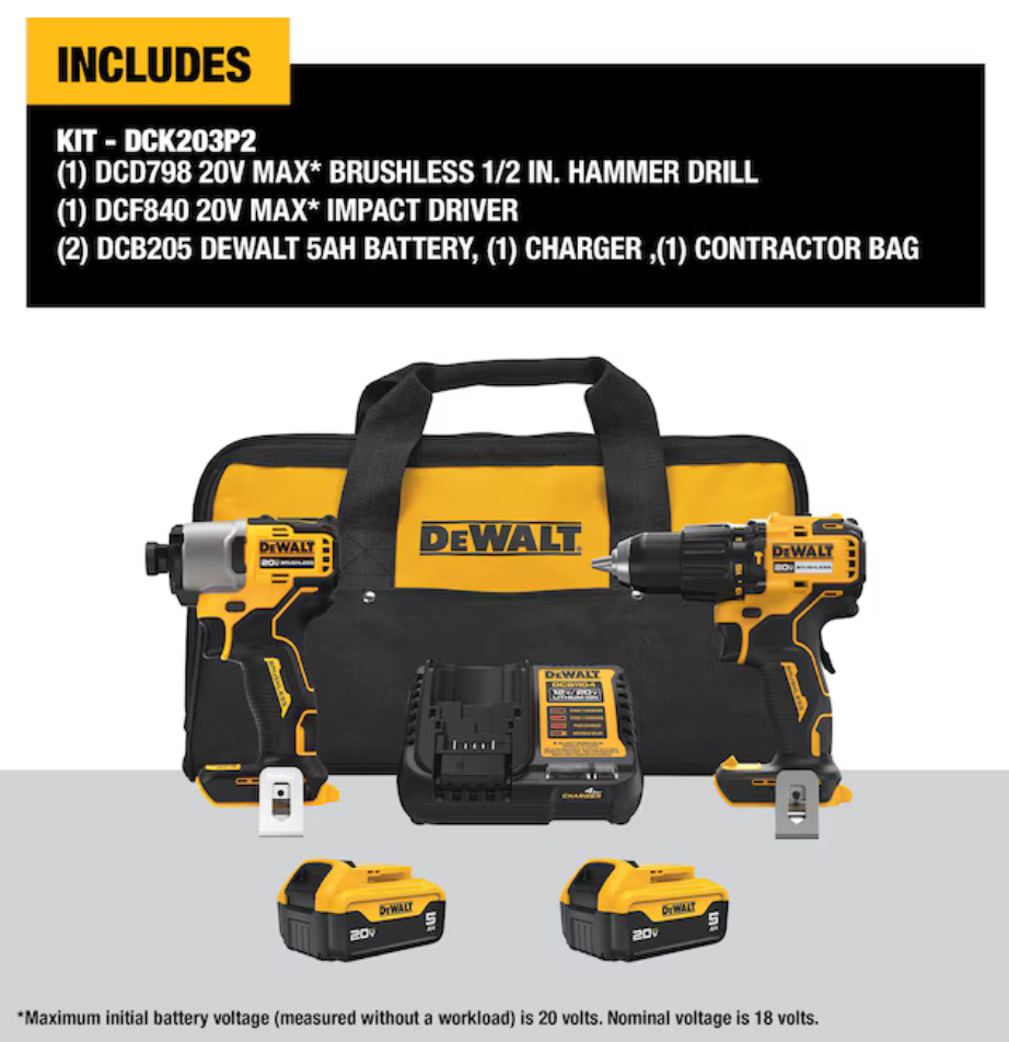DEWALT DCK203P2 20V MAX 2 Tool Brushless Combo Kit - Gallery 7