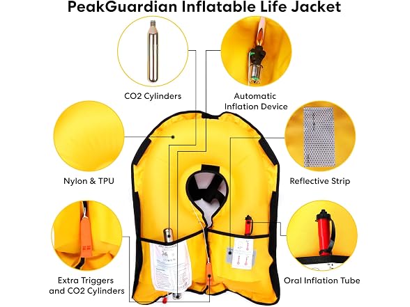 PeakGuardian Life Jackets for Adults, Red