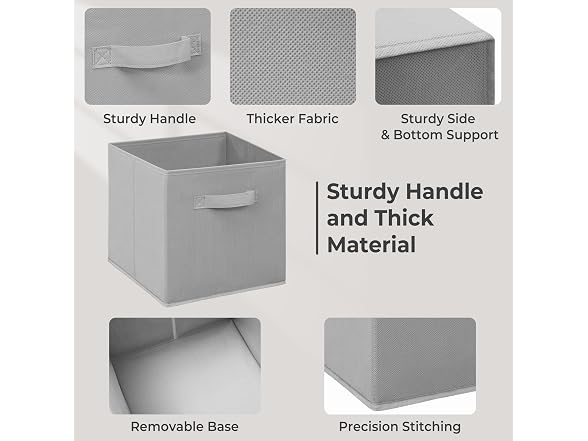 STORAGEIDEAS 11" Fabric Storage Bins 5 Pack, Grey