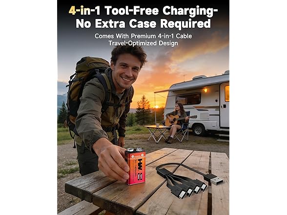Rechargeable 9V Batteries 4 Pack