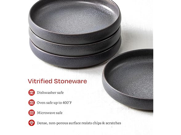 Eater x Zwiesel Fortessa Foss Stoneware, 12 Piece Dinnerware Set (Volcanic Gray