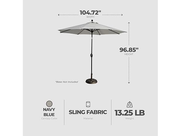 Four Seasons Courtyard 9' Round Sling Fabric Highland Market Umbrella